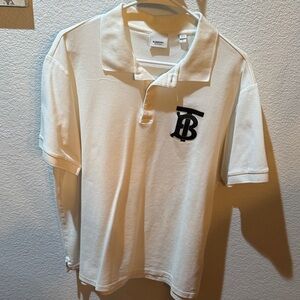 Burberry White Polo Shirt with Black Logo